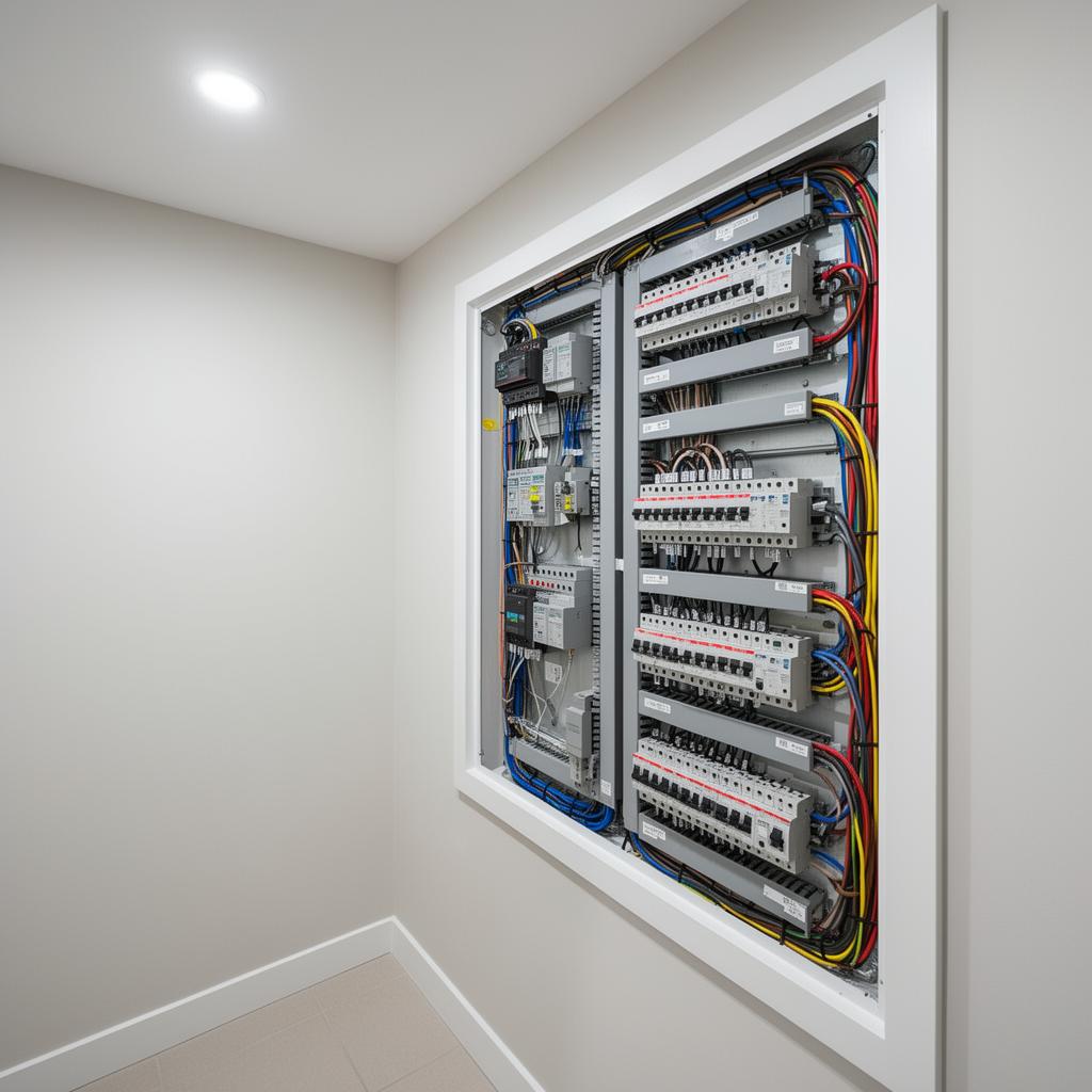 Clean modern electrical panel upgrade installed by licensed electricians